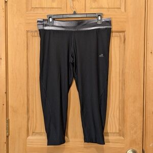 Adidas Climalite Leggings 3/4 Cropped Black Women's M Athletic Performance Yoga